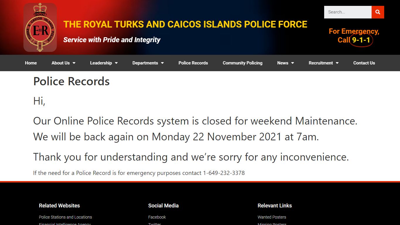 Police Records – Royal Turks and Caicos Island Police